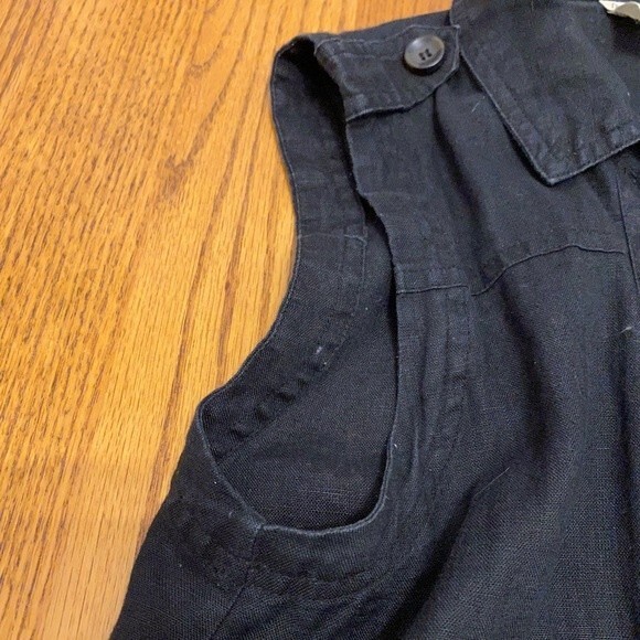 Forever21 Black Linen Button Up Vest with Draw Strings - Picture 8 of 13